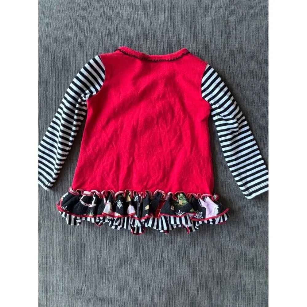 Jessica Ann Girls 12M Red Nutcracker Christmas Tunic Dress Striped Long Sleeve